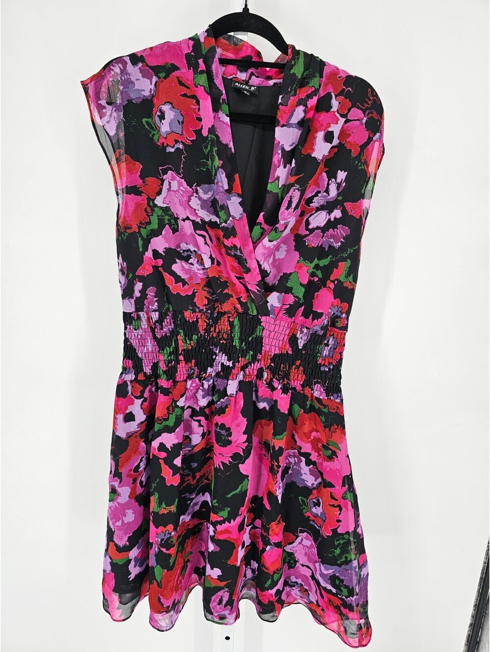 Allen B Schwartz Womens Sz 14 Knee Length Dress Short Sleeve Floral